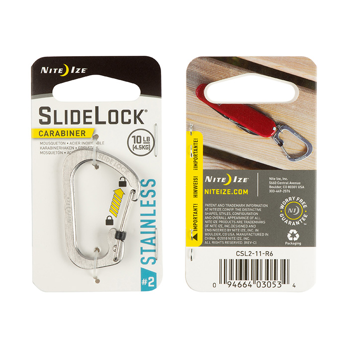 Mousqueton Acier inoxydable Carabiner Verrou  Slidelock - Nite IzeNI Slidelock  Carabiner  Acier inoxydable #2 - Noir - CSL2-01-R6