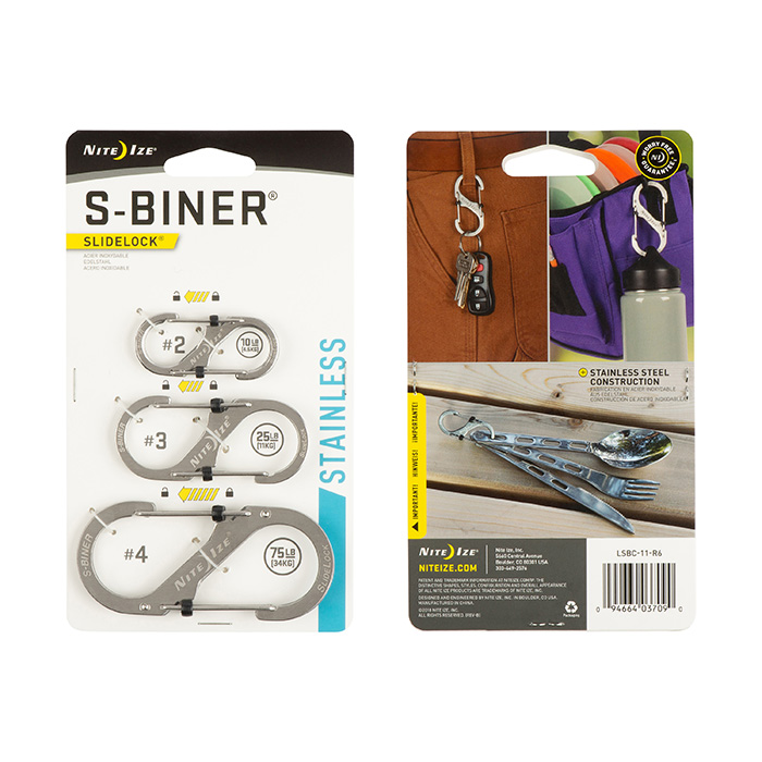 Mousqueton S-Biner Acier Inoxydable Verrou Slidelock